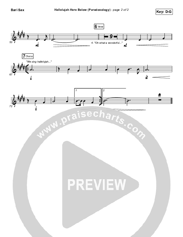 Hallelujah Here Below (Paradoxology) Bari Sax (Elevation Worship / Steffany Gretzinger)