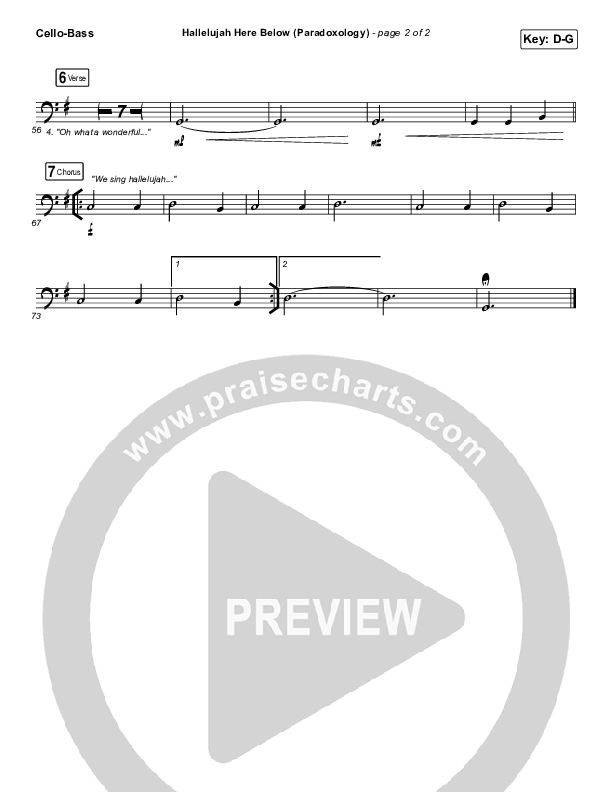 Hallelujah Here Below (Paradoxology) Cello/Bass (Elevation Worship / Steffany Gretzinger)