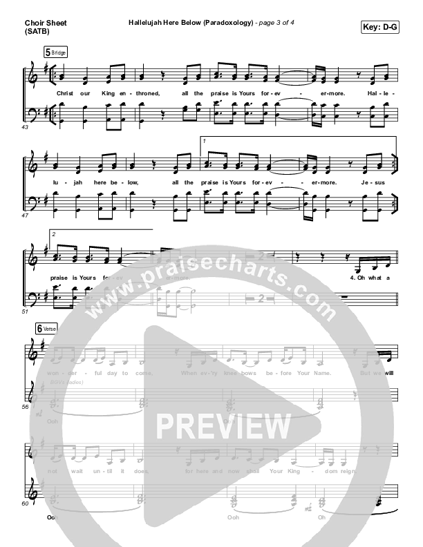 Hallelujah Here Below (Paradoxology) Choir Vocals (SATB) (Elevation Worship / Steffany Gretzinger)