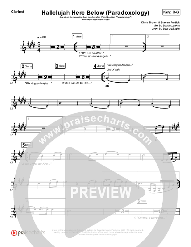 Hallelujah Here Below (Paradoxology) Clarinet (Elevation Worship / Steffany Gretzinger)