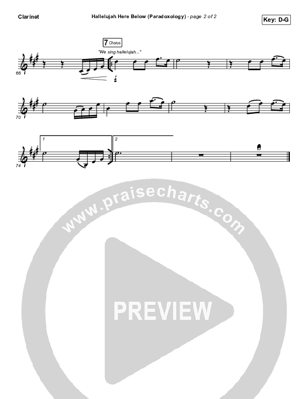 Hallelujah Here Below (Paradoxology) Clarinet (Elevation Worship / Steffany Gretzinger)