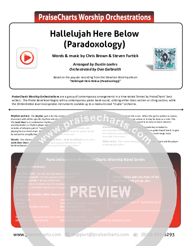 Hallelujah Here Below (Paradoxology) Cover Sheet (Elevation Worship / Steffany Gretzinger)