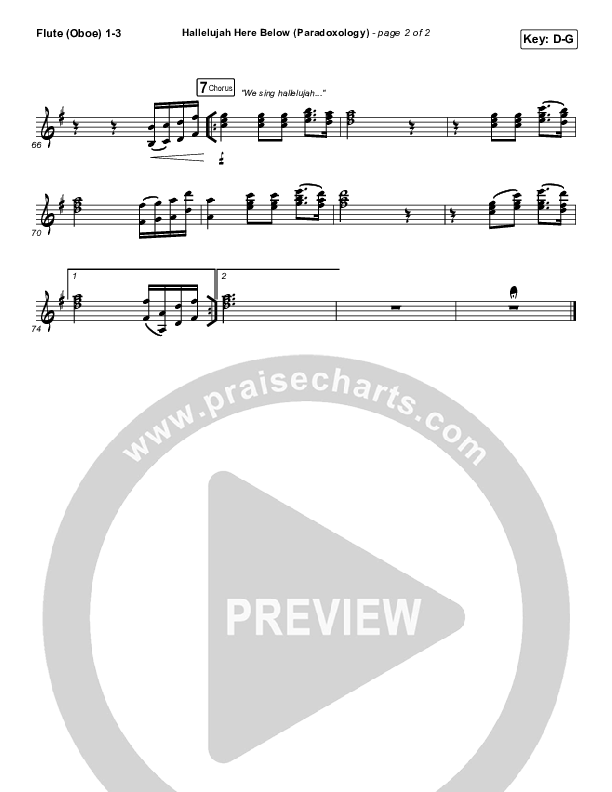 Hallelujah Here Below (Paradoxology) Flute/Oboe 1/2/3 (Elevation Worship / Steffany Gretzinger)