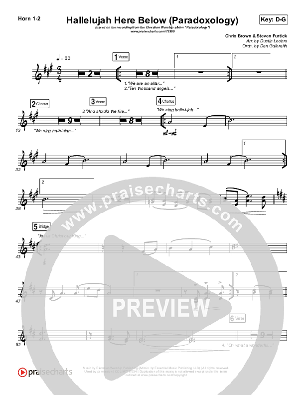 Hallelujah Here Below (Paradoxology) French Horn 1/2 (Elevation Worship / Steffany Gretzinger)