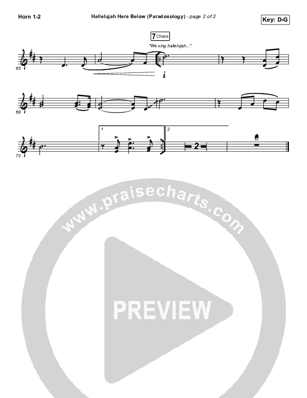 Hallelujah Here Below (Paradoxology) French Horn 1/2 (Elevation Worship / Steffany Gretzinger)