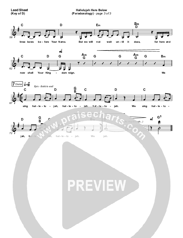 Hallelujah Here Below (Paradoxology) Lead Sheet (Melody) (Elevation Worship / Steffany Gretzinger)