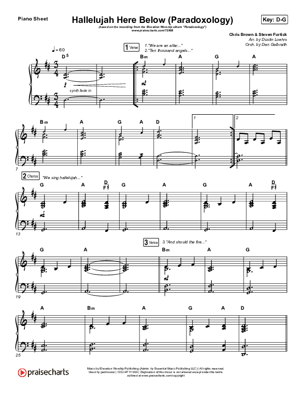 Hallelujah Here Below (Paradoxology) Piano Sheet (Elevation Worship / Steffany Gretzinger)