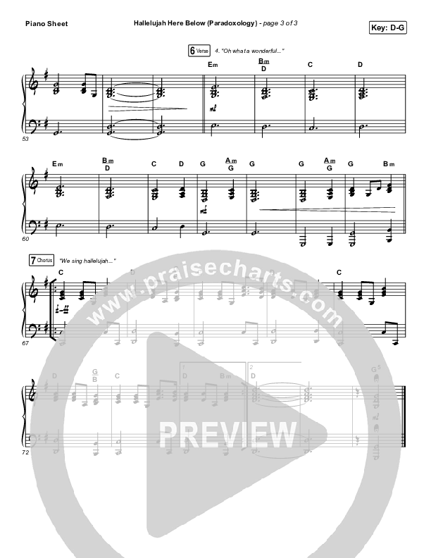 Hallelujah Here Below (Paradoxology) Piano Sheet (Elevation Worship / Steffany Gretzinger)