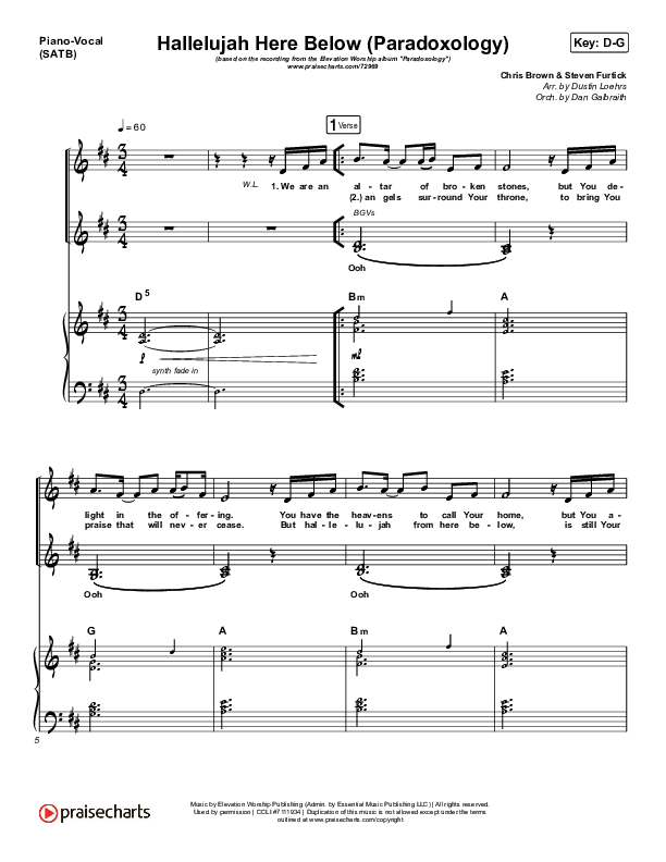 Hallelujah Here Below (Paradoxology) Piano/Vocal Pack (Elevation Worship / Steffany Gretzinger)