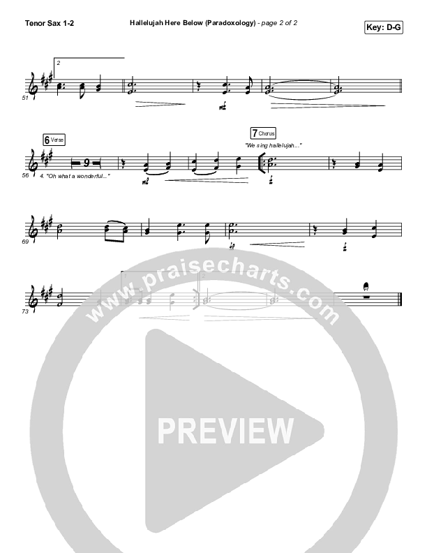 Hallelujah Here Below (Paradoxology) Tenor Sax 1/2 (Elevation Worship / Steffany Gretzinger)