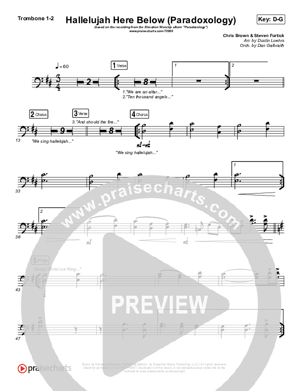 Hallelujah Here Below (Paradoxology) Trombone 1/2 (Elevation Worship / Steffany Gretzinger)