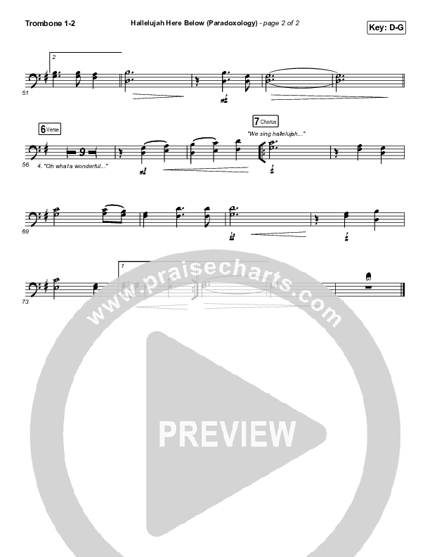 Hallelujah Here Below (Paradoxology) Trombone 1/2 (Elevation Worship / Steffany Gretzinger)