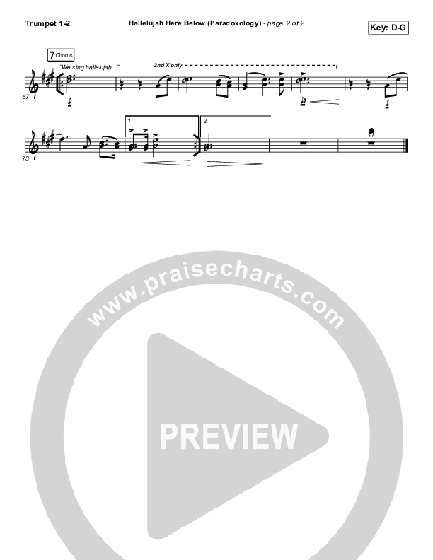 Hallelujah Here Below (Paradoxology) Trumpet 1,2 (Elevation Worship / Steffany Gretzinger)