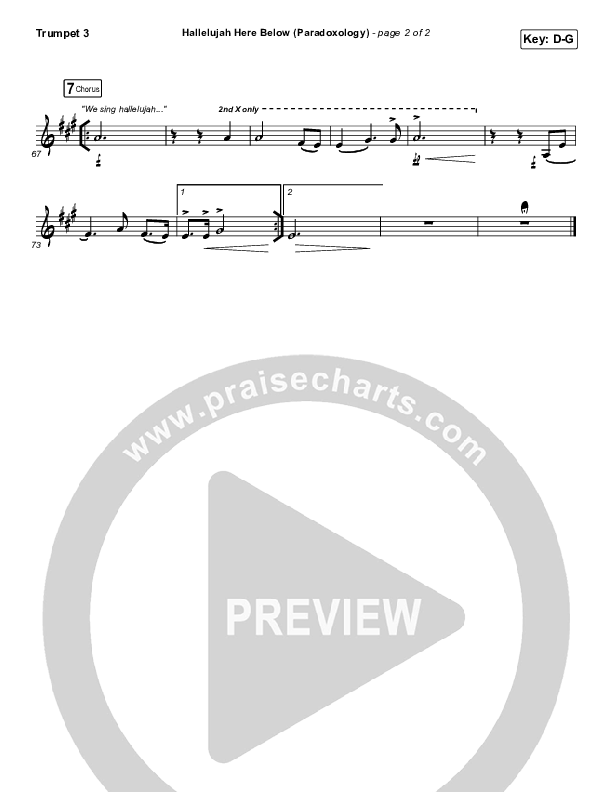 Hallelujah Here Below (Paradoxology) Trumpet 3 (Elevation Worship / Steffany Gretzinger)