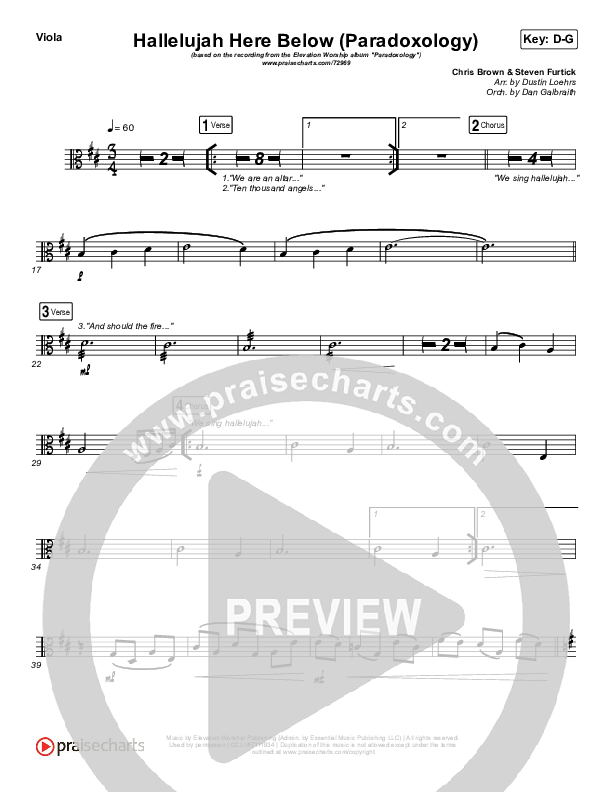 Hallelujah Here Below (Paradoxology) Viola (Elevation Worship / Steffany Gretzinger)