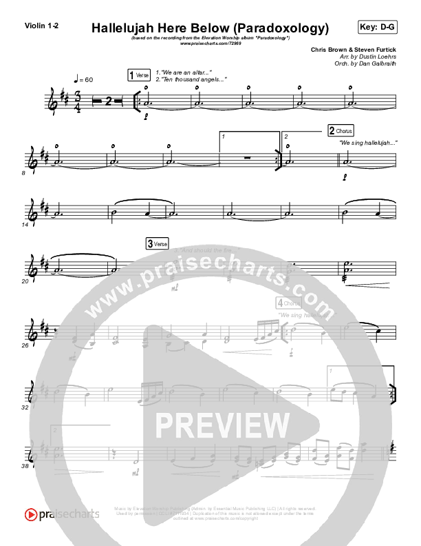 Hallelujah Here Below (Paradoxology) Violin 1/2 (Elevation Worship / Steffany Gretzinger)