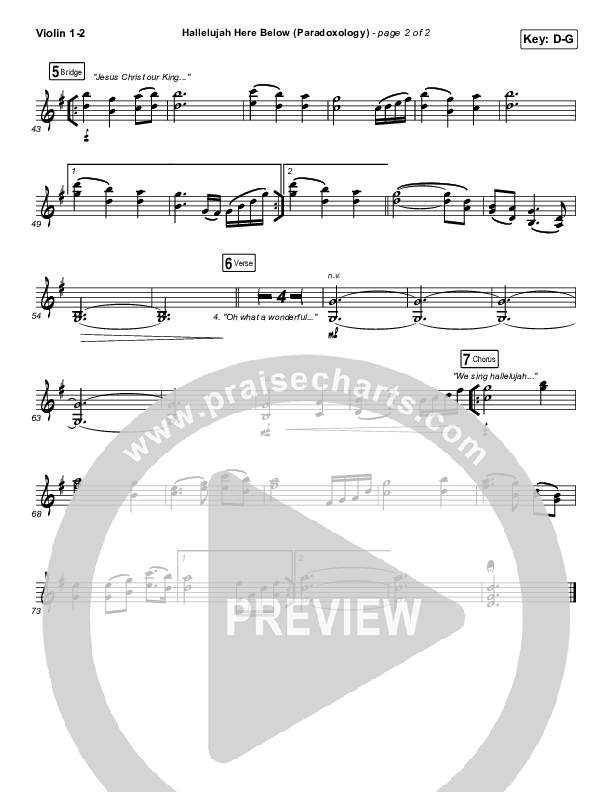 Hallelujah Here Below (Paradoxology) Violin 1/2 (Elevation Worship / Steffany Gretzinger)
