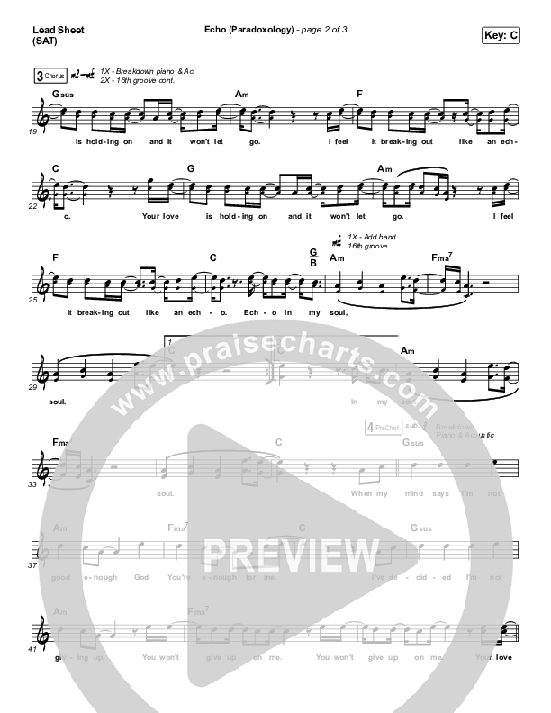 Echo (Paradoxology) Lead Sheet (SAT) (Elevation Worship)