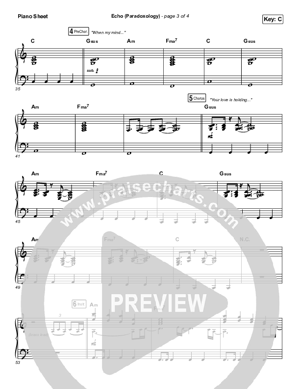 Echo (Paradoxology) Piano Sheet (Elevation Worship)