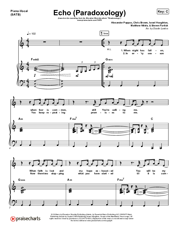 Echo (Paradoxology) Piano/Vocal (SATB) (Elevation Worship)