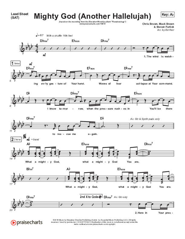 Mighty God (Another Hallelujah) (Paradoxology) Lead Sheet (SAT) (Elevation Worship)