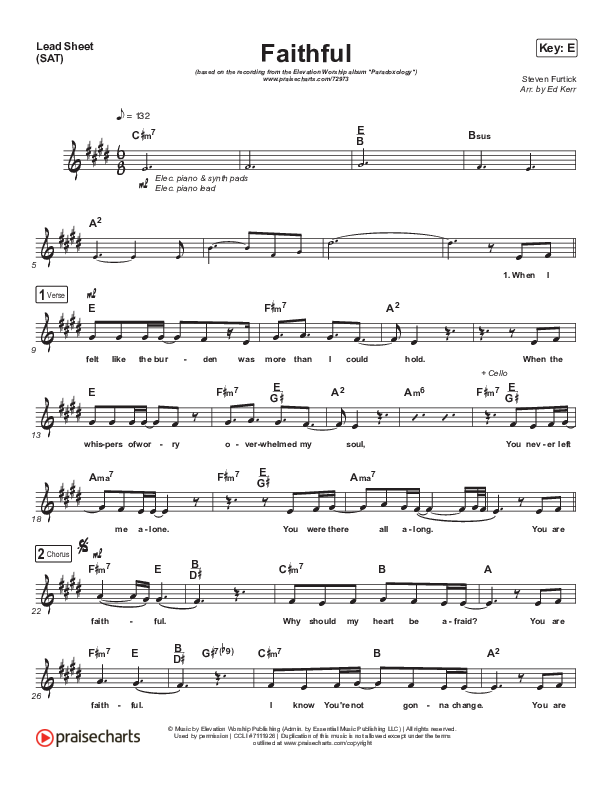Faithful (Paradoxology) Lead Sheet (SAT) (Elevation Worship)