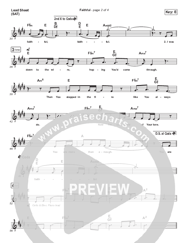 Faithful (Paradoxology) Lead Sheet (SAT) (Elevation Worship)