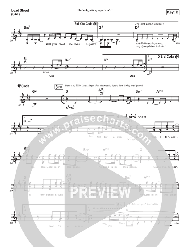 Here Again (Paradoxology) Lead Sheet (SAT) (Elevation Worship)