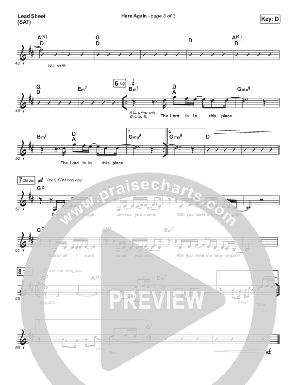Here Again (Paradoxology) Lead Sheet (SAT) (Elevation Worship)