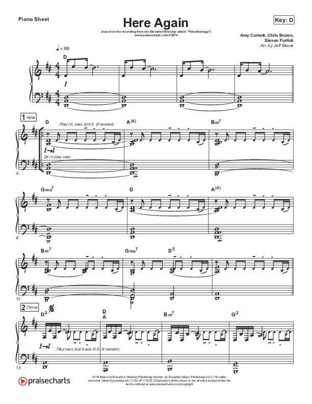 Here Again (Paradoxology) Piano Sheet (Elevation Worship)