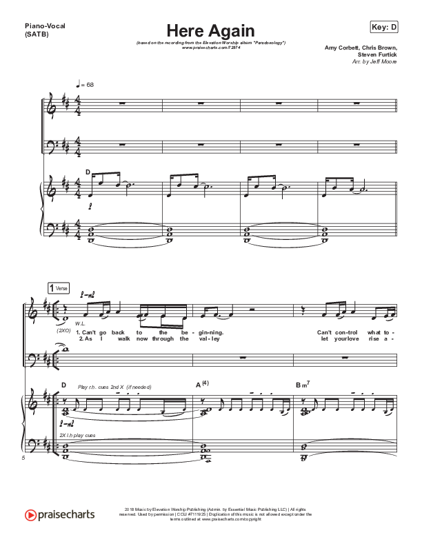 Here Again (Paradoxology) Piano/Vocal Pack (Elevation Worship)