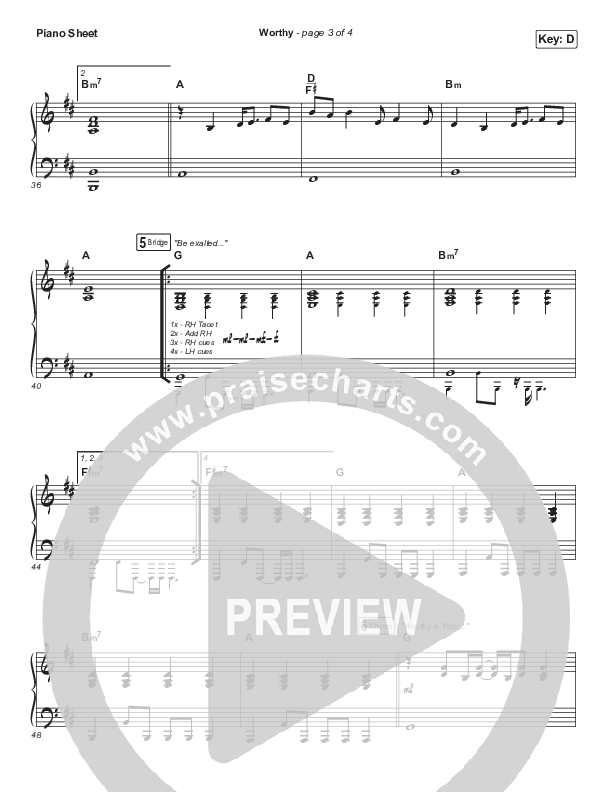 Worthy (Paradoxology) Piano Sheet (Elevation Worship)