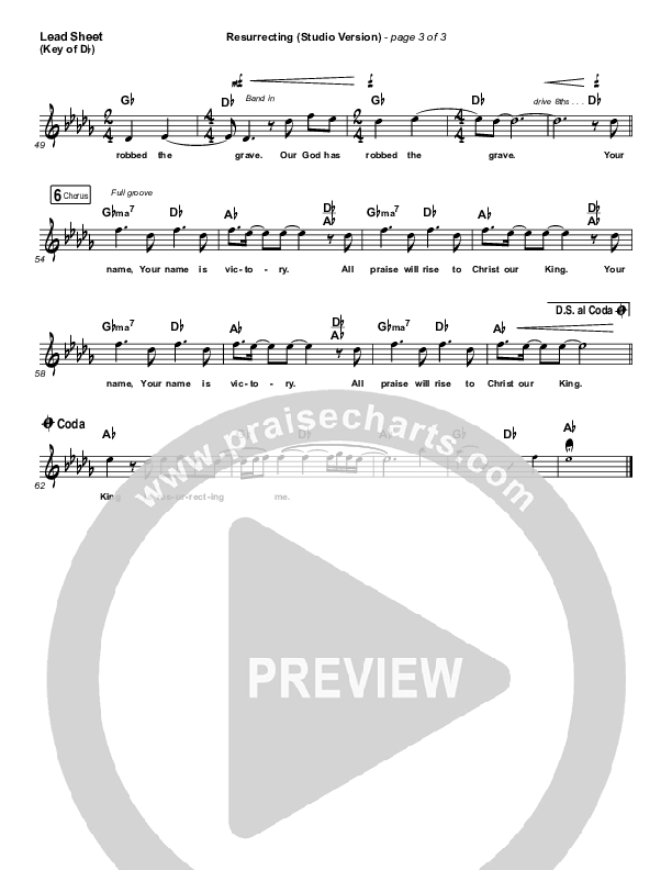 Resurrecting (Studio) Lead Sheet (Melody) (Elevation Worship)