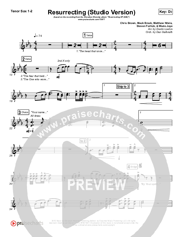 Resurrecting (Studio) Tenor Sax 1/2 (Elevation Worship)
