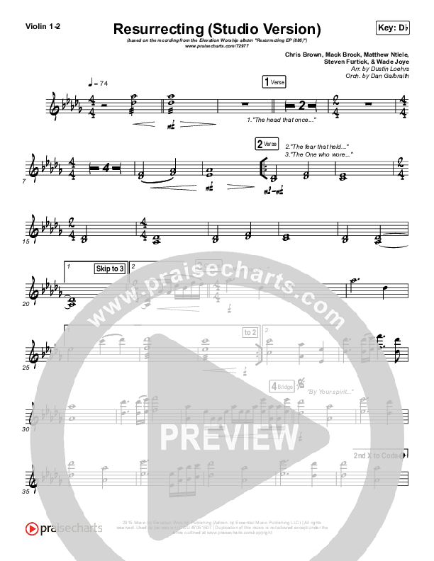 Resurrecting (Studio) Violin 1/2 (Elevation Worship)