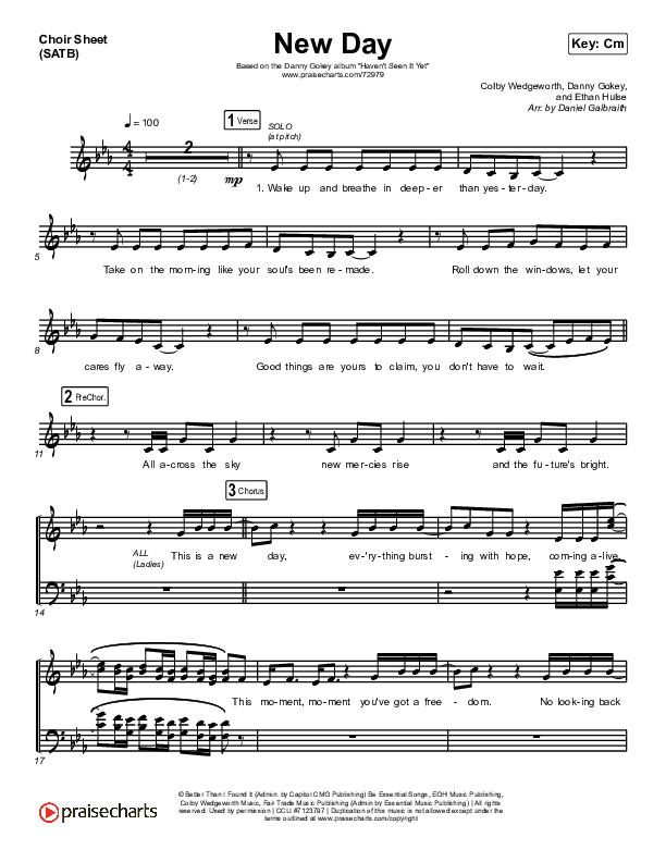 New Day Choir Sheet Music PDF (Danny Gokey) PraiseCharts