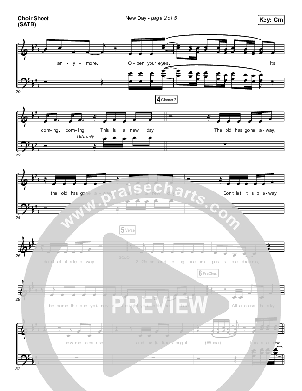 New Day Choir Sheet (SATB) (Danny Gokey)