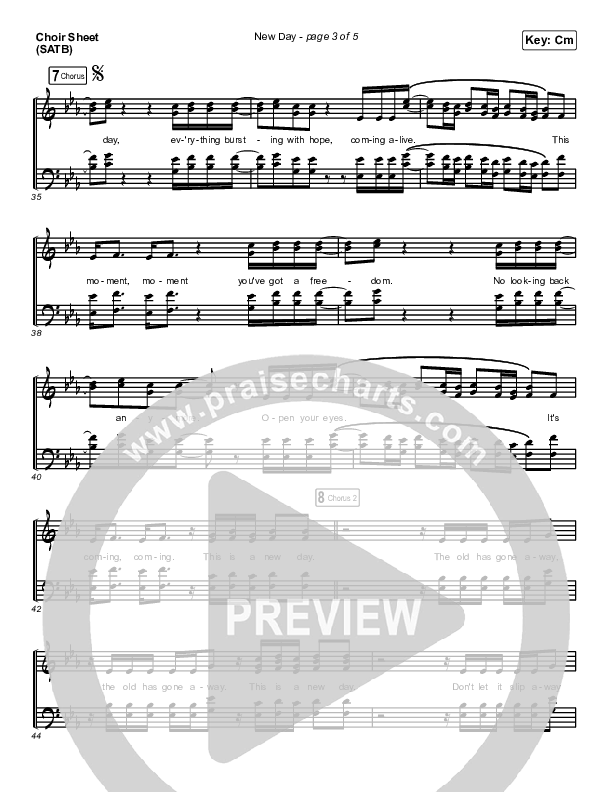 New Day Choir Sheet (SATB) (Danny Gokey)