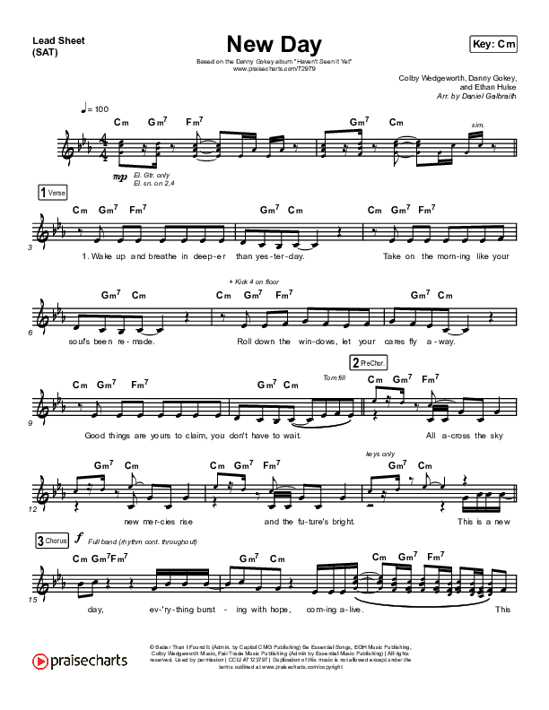 New Day Lead Sheet (SAT) (Danny Gokey)