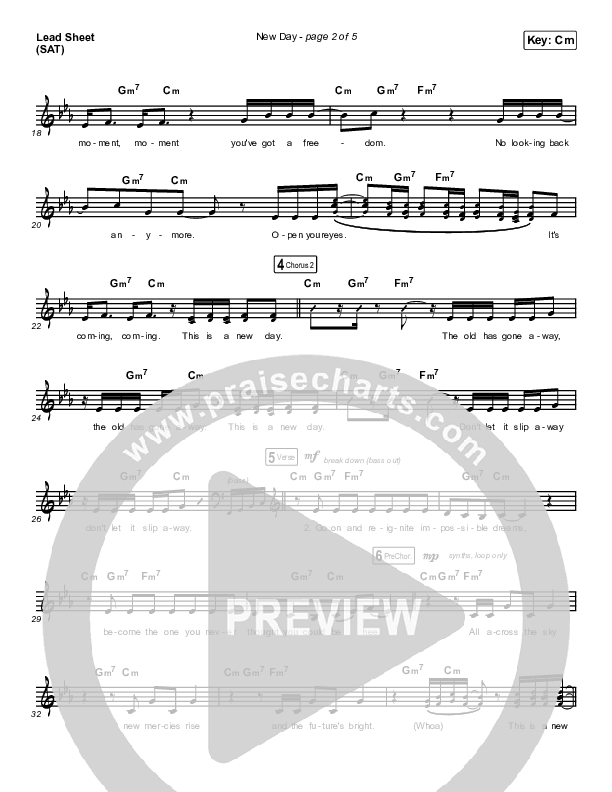 New Day Lead Sheet (SAT) (Danny Gokey)