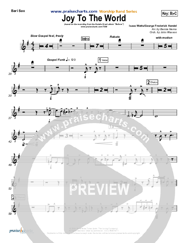 Joy To The World Bari Sax (Natalie Grant)