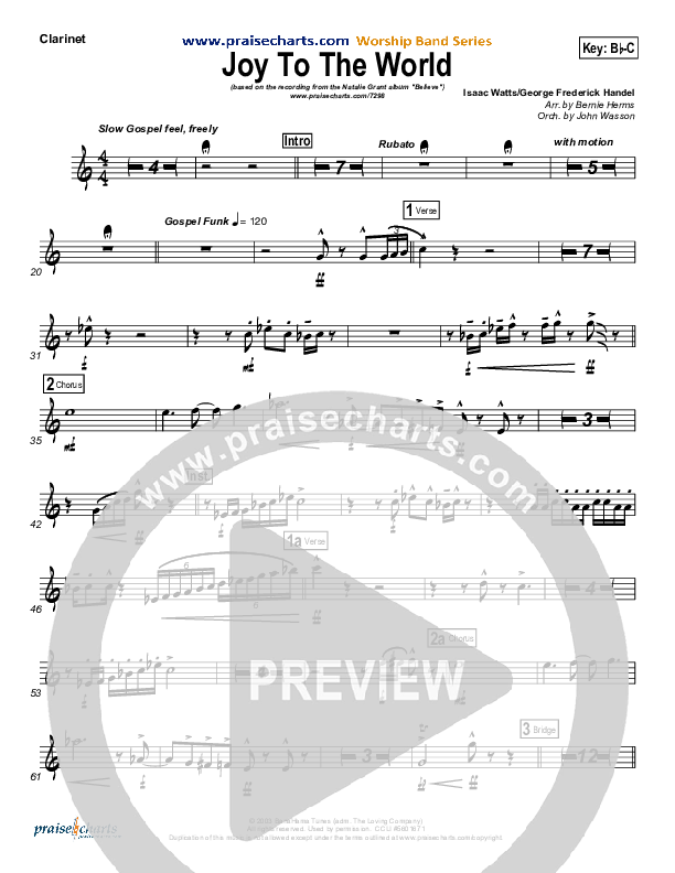 Joy To The World Clarinet (Natalie Grant)