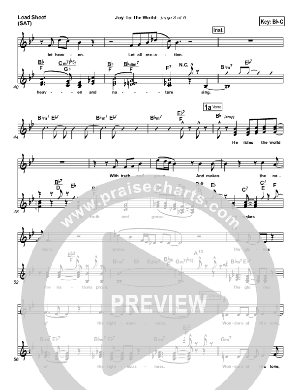 Joy To The World Lead Sheet (Natalie Grant)