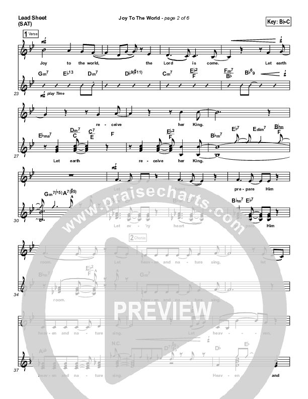 Joy To The World Lead Sheet (SAT) (Natalie Grant)
