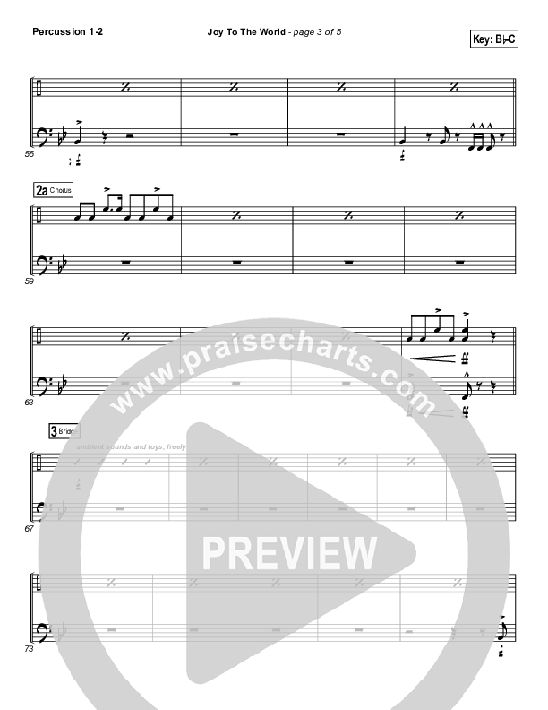 Joy To The World Percussion 1/2 (Natalie Grant)