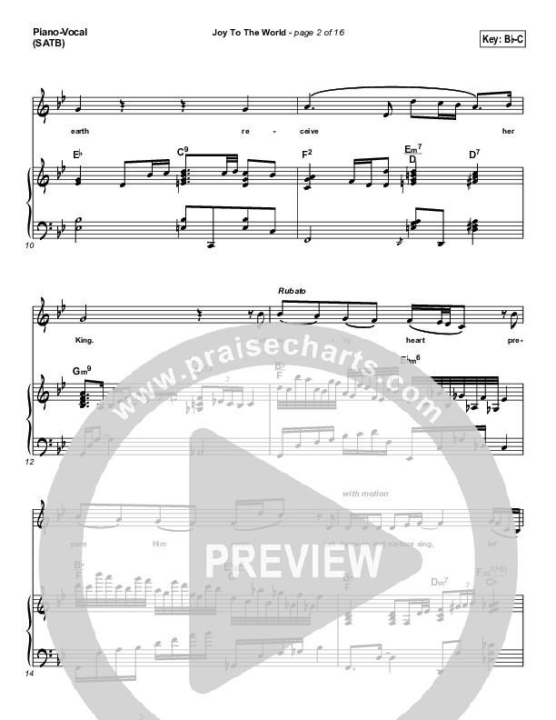 Joy To The World Piano/Vocal (SATB) (Natalie Grant)