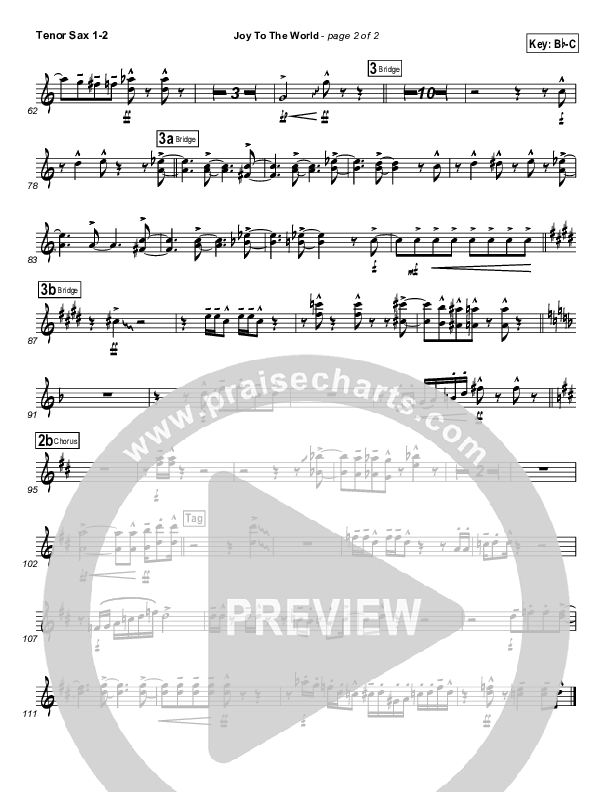 Joy To The World Tenor Sax 1/2 (Natalie Grant)