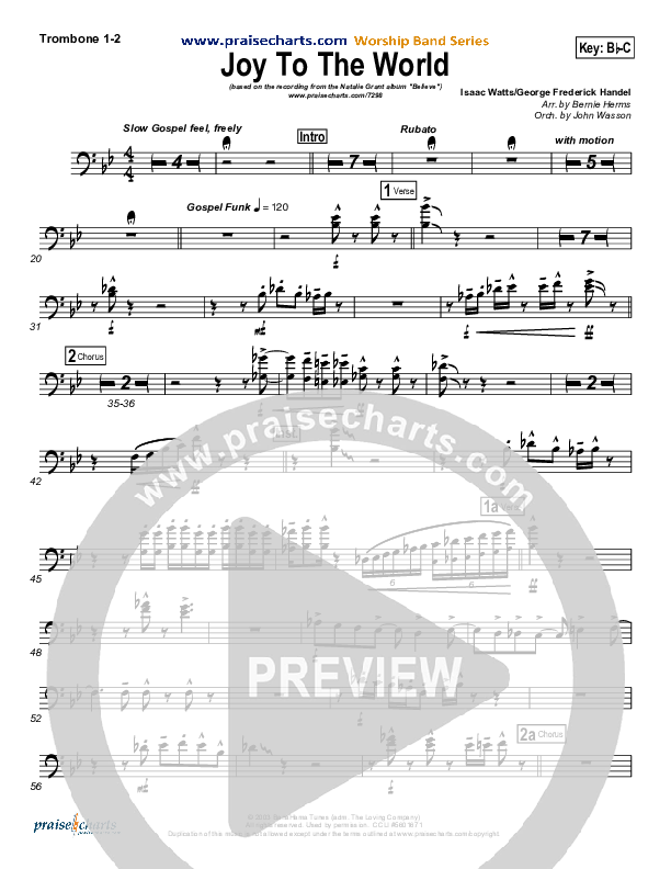 Joy To The World Trombone 1/2 (Natalie Grant)
