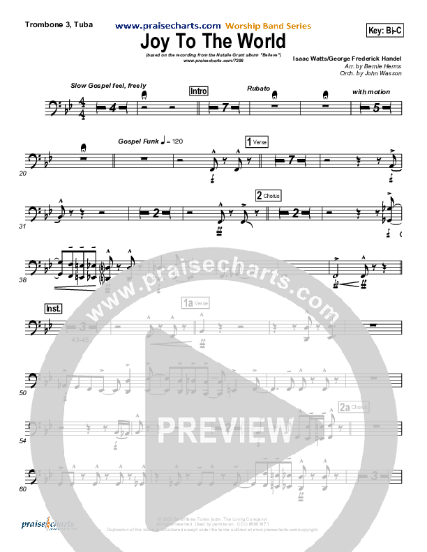 Joy To The World Trombone 3/Tuba (Natalie Grant)