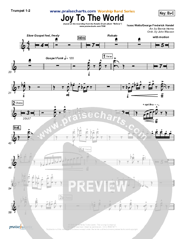 Joy To The World Trumpet 1,2 (Natalie Grant)